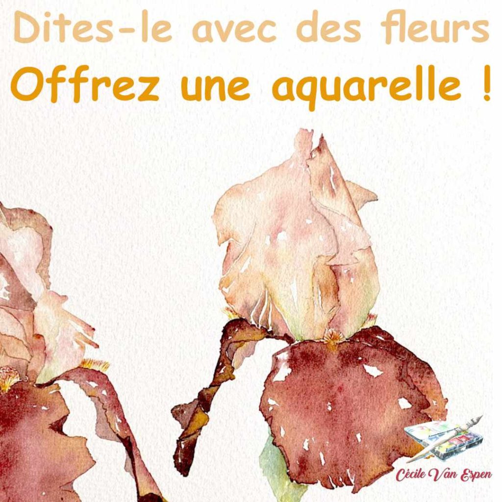 Avec des fleurs : iris violet peint à l'aquarelle
